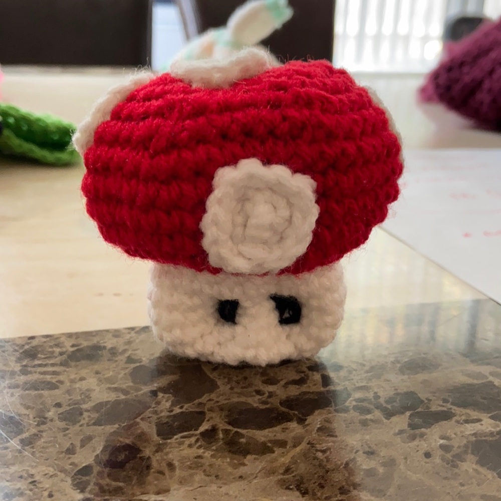 Crocheted baby mushroom stuffie